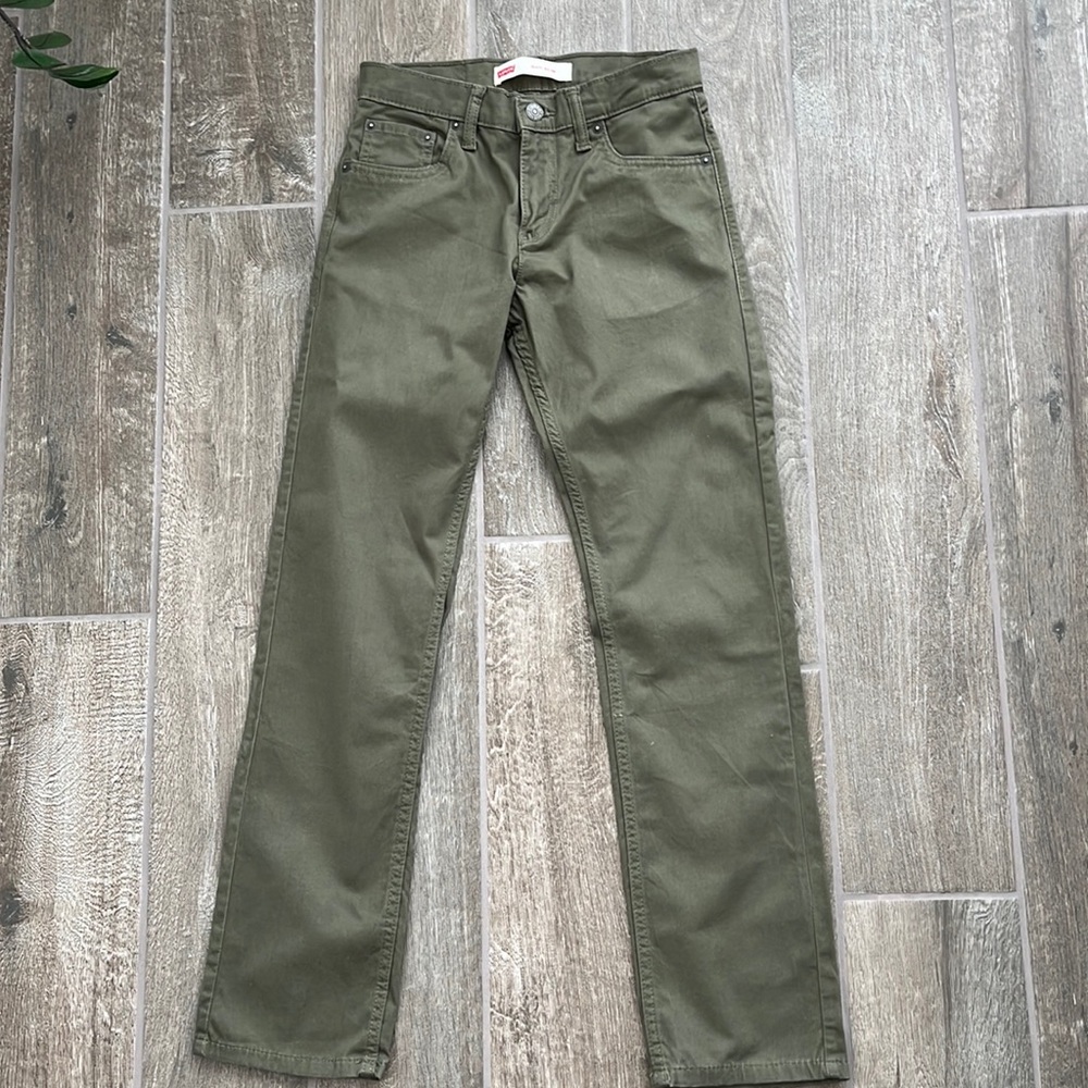 Boy khaki olive 511 slim Levi’s pant size 14 regular waist 27 length 27